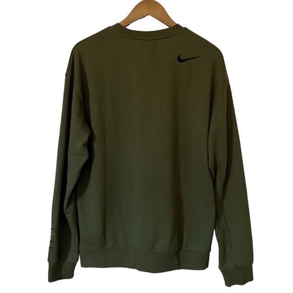 Nike Men's Olive Green Sweatshirt Swoosh Logos at Chest Sleeve & Back Size XL - Picture 7 of 12